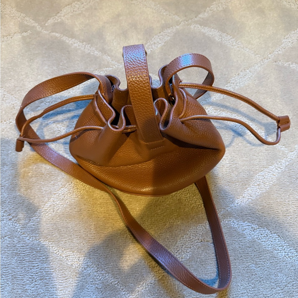 Cuyana Bucket Bag in Chestnut Leather